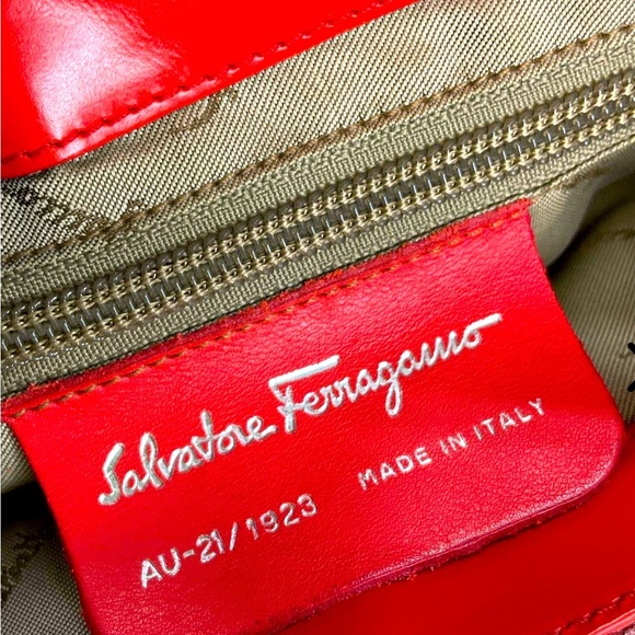 SALVATORE FERRAGAMO Vintage Red Leather Shoulder Bag - Red with Silver Hardware - Picture 8 of 8